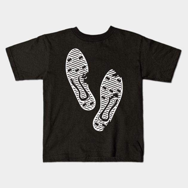 Soccer Cleat Footprints Kids T-Shirt by DANPUBLIC